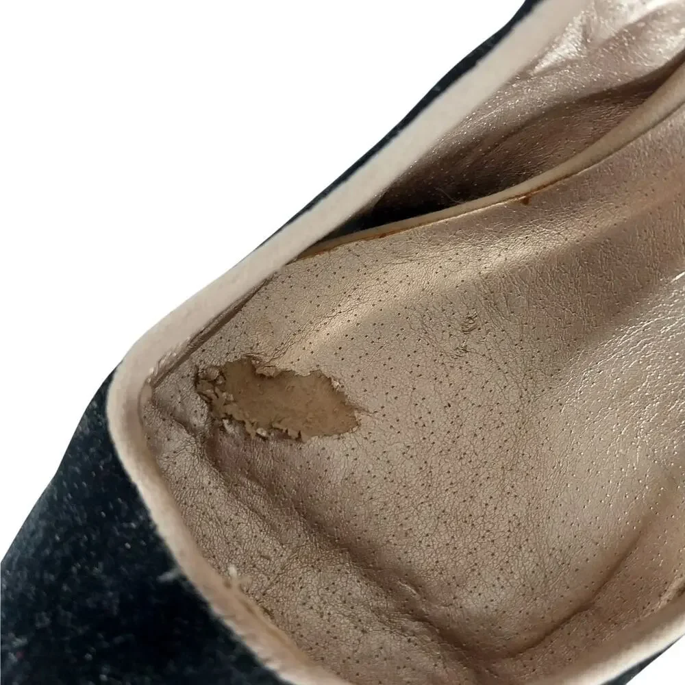QUPID! BLACK VELVETEEN & TAN VEGAN SUEDE STILETTO PLATFORM HEELS, PUMPS! SZ 8.5M